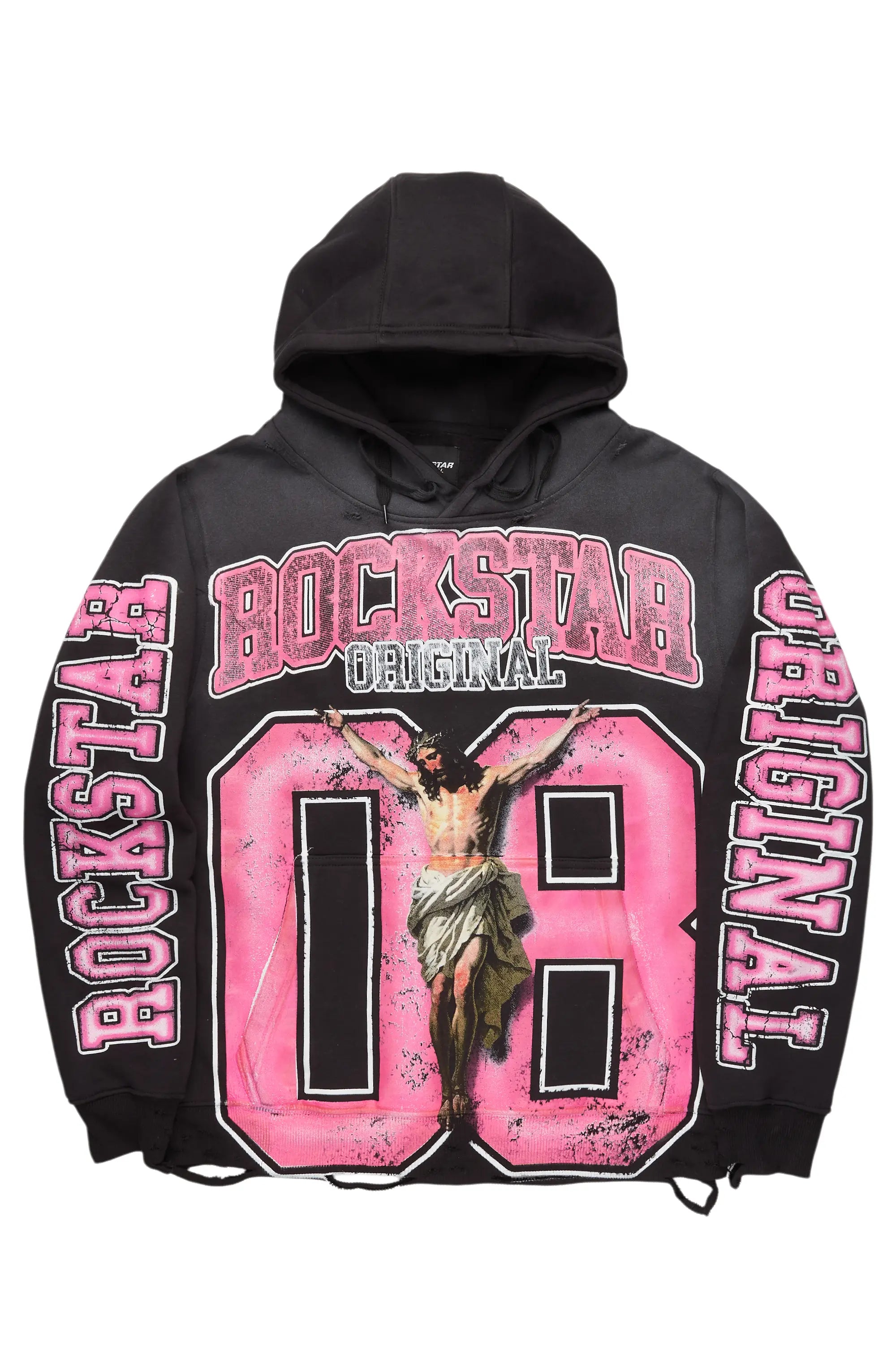 Tariqa Black Oversized Hoodie Hoodie with Neon Bright Vibrant