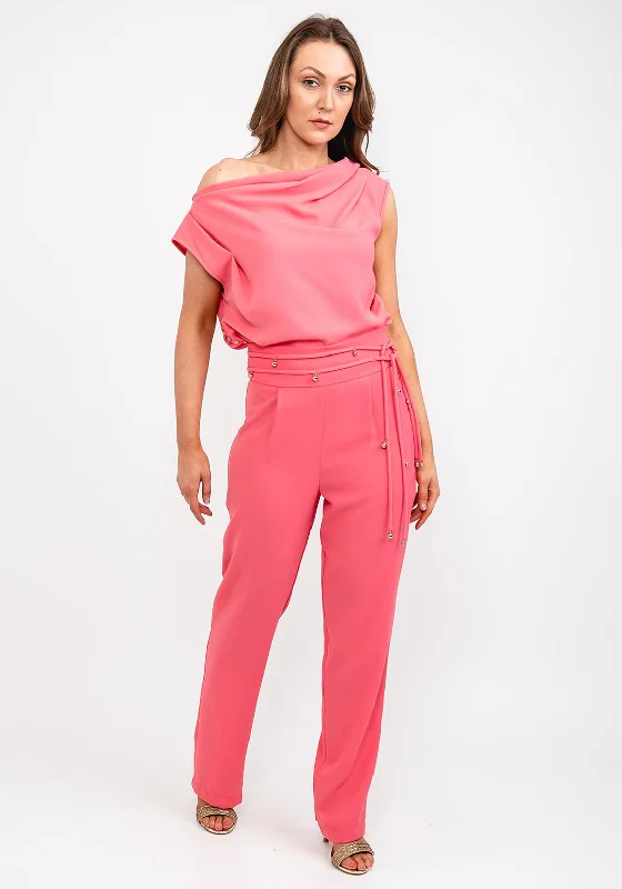 Kameya Slit Hem Slim Leg Trousers, Pink Trousers Spring Floral