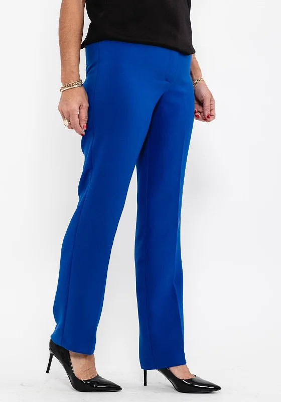 Via Veneto Tailored Slim Trousers, Royal Blue Trousers Designer Luxury