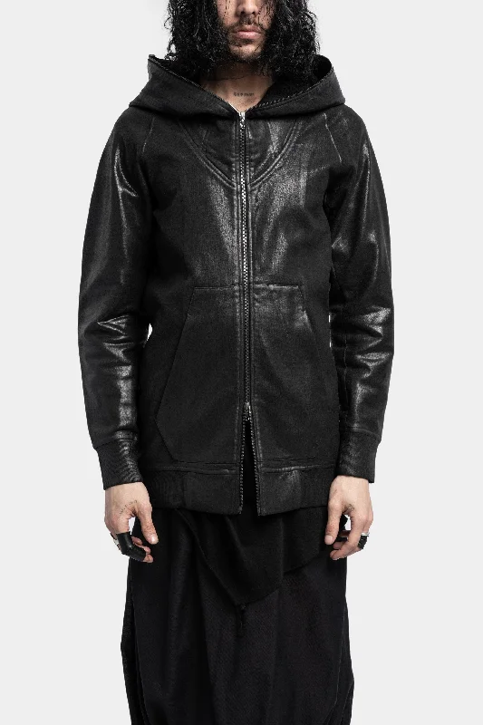 Coated cotton zip hoodie Hoodie with High Neck Warm Protective
