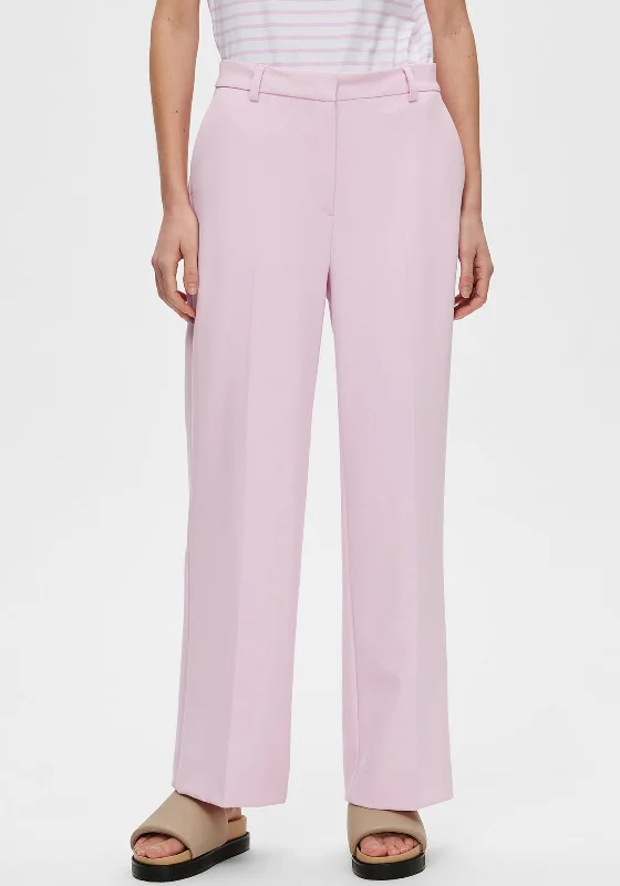 Selected Femme Myla High Waist Trousers, Sweet Lilac Trousers Bridal Satin