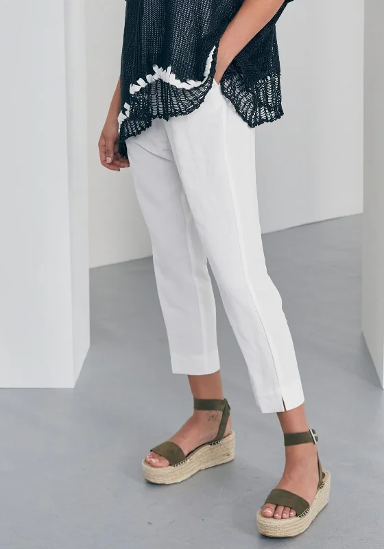 Naya Slit Hem Trousers, White Trousers sophisticated sleek