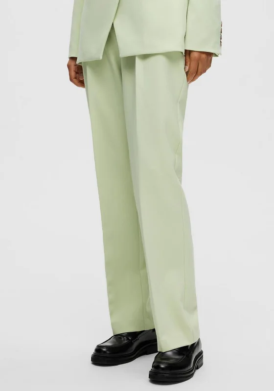 Selected Femme Doah Tapered Trousers, Celadon Green Trousers Pleated Formal