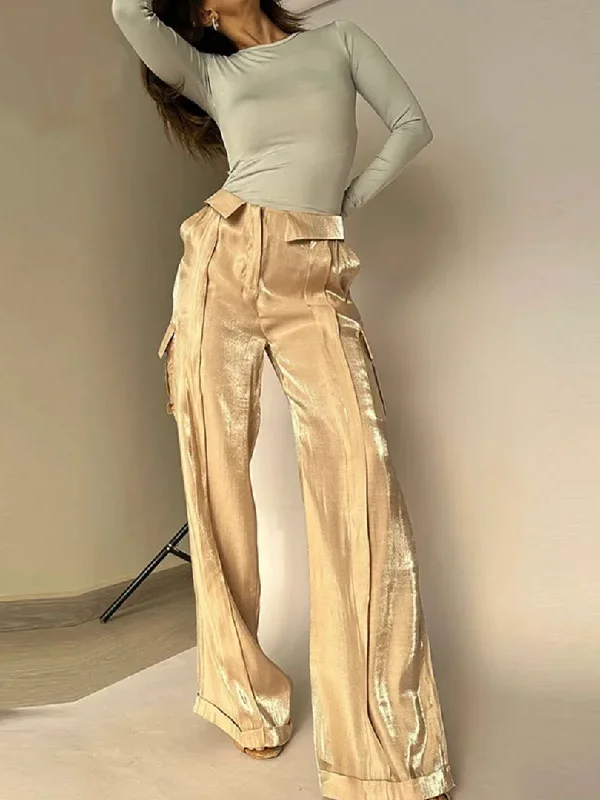 Spring Summer 2024 Satin Pants Fashion Lady New Party Pants  Elegant Trousers Trousers Running Lightweight