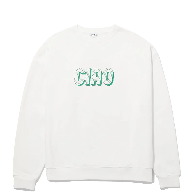 The Oversized CIAO Sweatshirt - Cream Hoodie with Set-In Sleeves Structured Classic