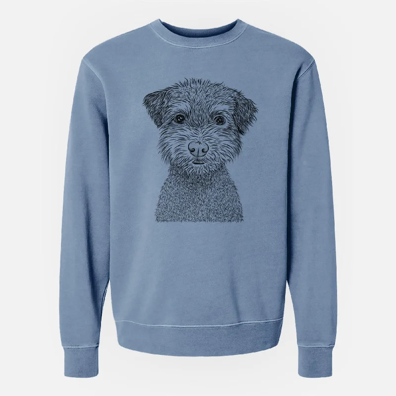 Bare Pretzel the Schnoodle - Unisex Pigment Dyed Crew Sweatshirt Hoodie with Hem Contrast Bold Stylish