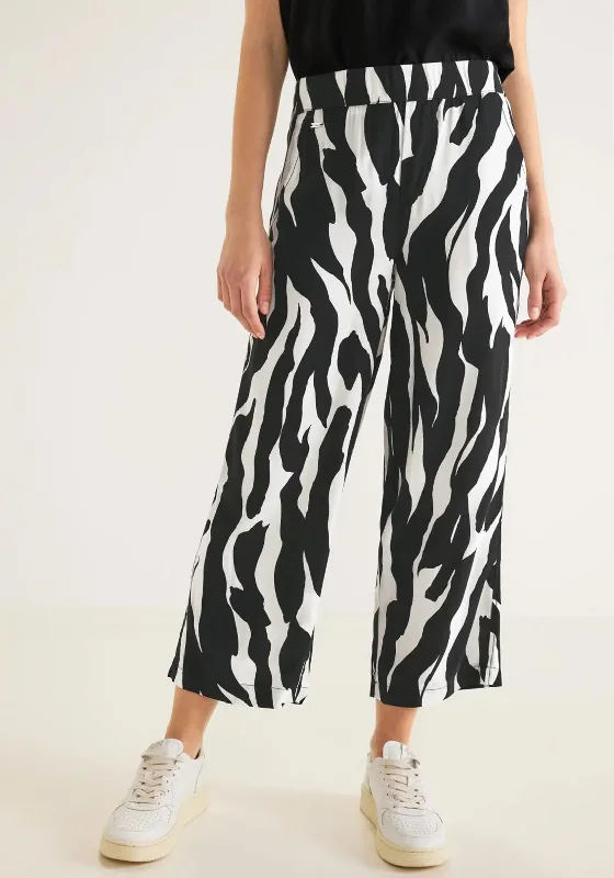 Street One Loose Fit Print Trousers, Black & White Trousers Review Highly