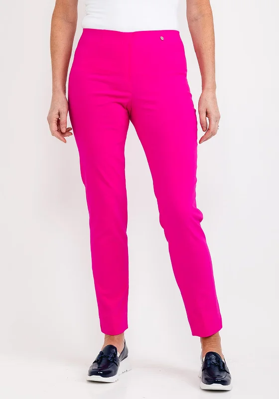 Robell Marie Full Length Slim Leg Trousers, Cabaret Pink Trousers Bridal Satin