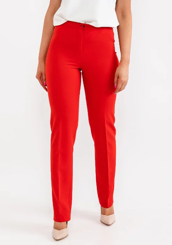 Christina Felix Tailored Slim Leg Trousers, Red Trousers fashionable trendy