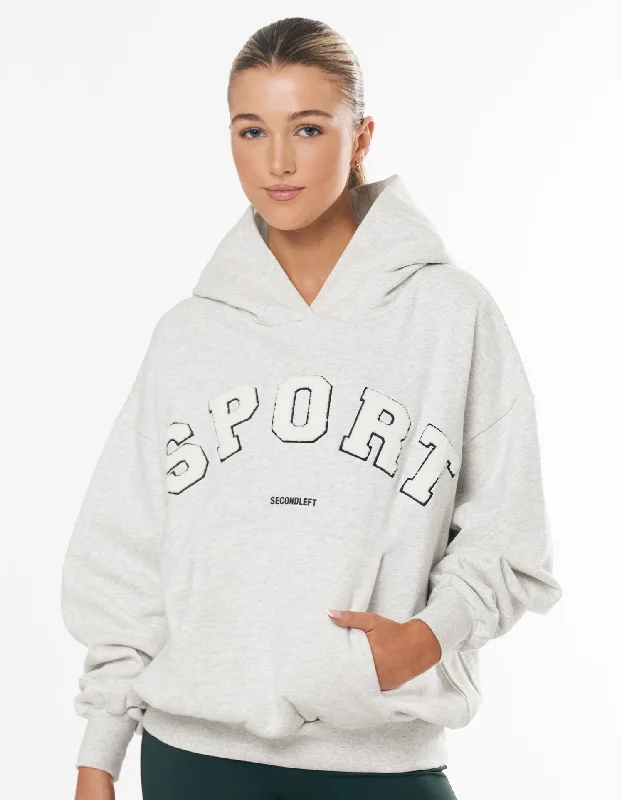 Sport Hoodie - Grey Marle/Porsche Hoodie with Pattern Geometric Abstract