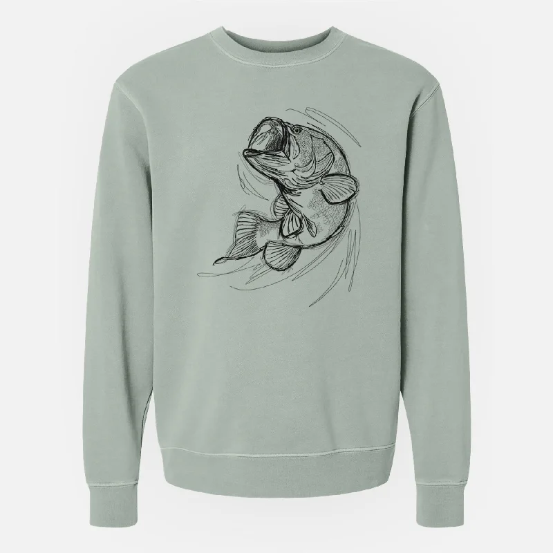 Largemouth Bass Fish - Micropterus salmoides - Unisex Pigment Dyed Crew Sweatshirt Hoodie Sweatshirt Pullover