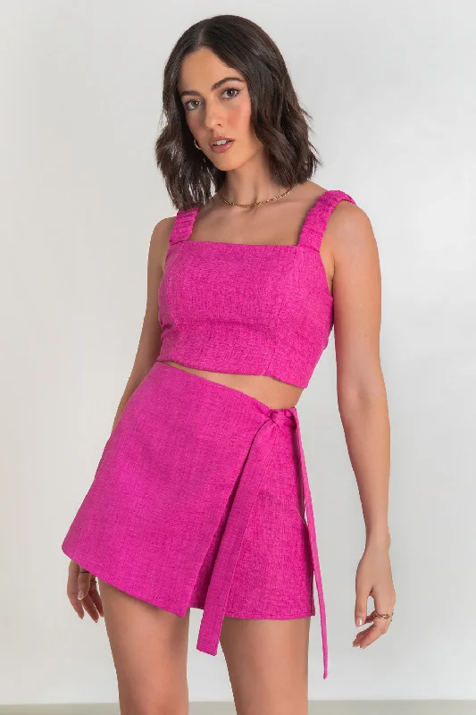 Crop top ajustado con tirantes plisados Elasticated Padded Insulated