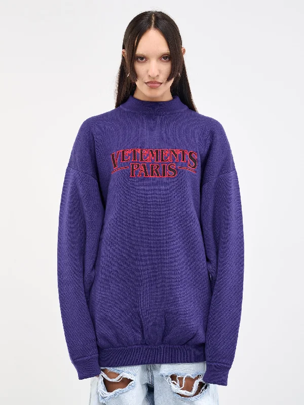 Logo Knit Sweater (UE54KN140U-9671-PURPLE) Front Pockets Side Pockets Patch Pockets