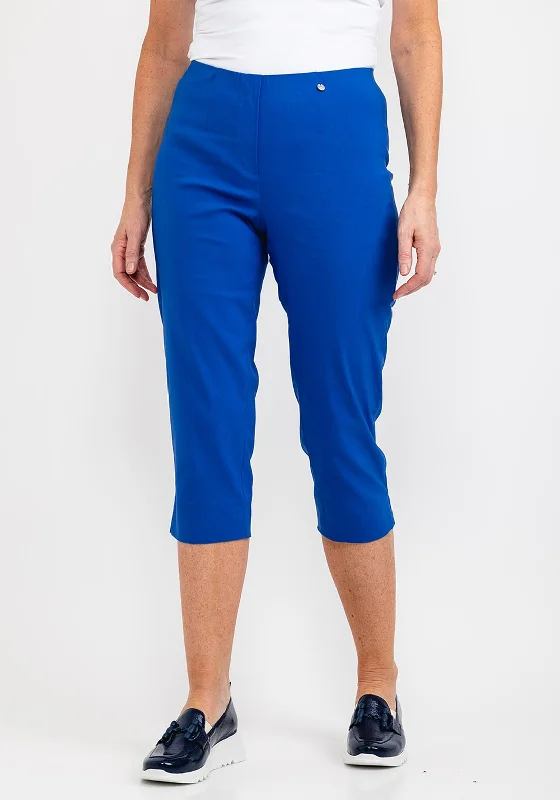 Robell Marie 07 Slim Fit Cropped Trousers, Royal Blue Trousers Corduroy Warm