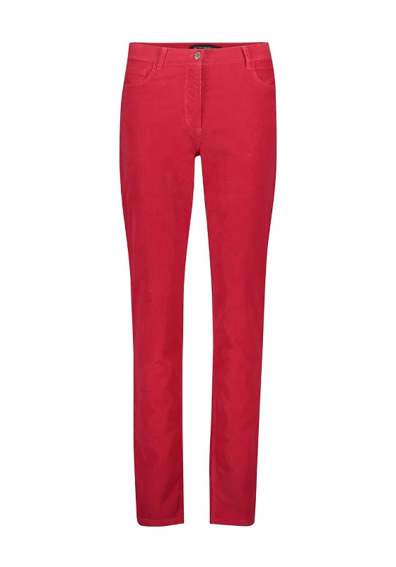 Betty Barclay Corduroy Trousers, Red Trousers Print Floral