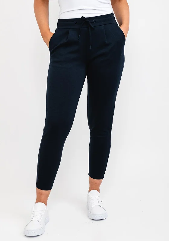 Ichi Kate Cropped Jogger Trousers, Navy Trousers Corduroy Warm