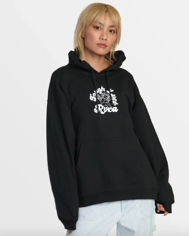RVCA Womens Tough Luck Baggie BF Hoodie Hoodie with High-Low Hem Asymmetrical Trendy
