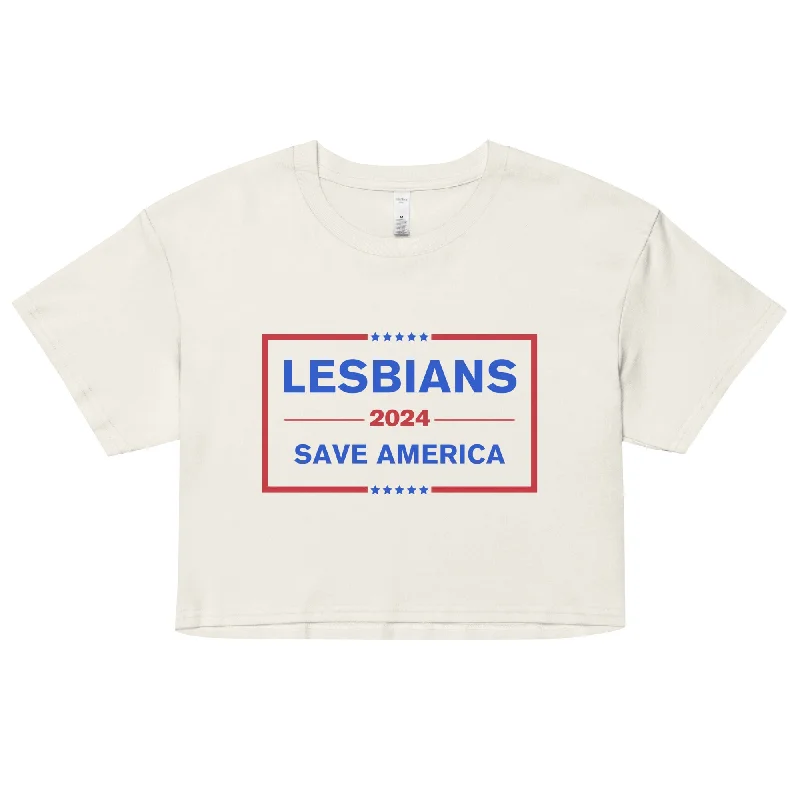 Lesbians Save America Crop Top Cashmere Blend Cotton Blend Poly Blend