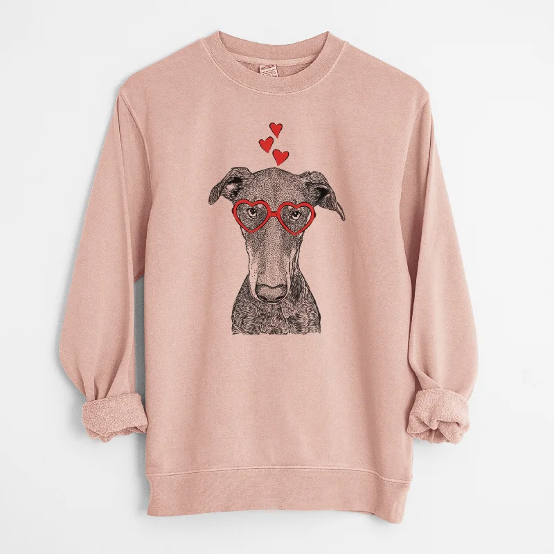 Valentine Princess Fiona the Doberman Pinscher - Unisex Pigment Dyed Crew Sweatshirt Hoodie with Puffed Sleeves Voluminous Trendy