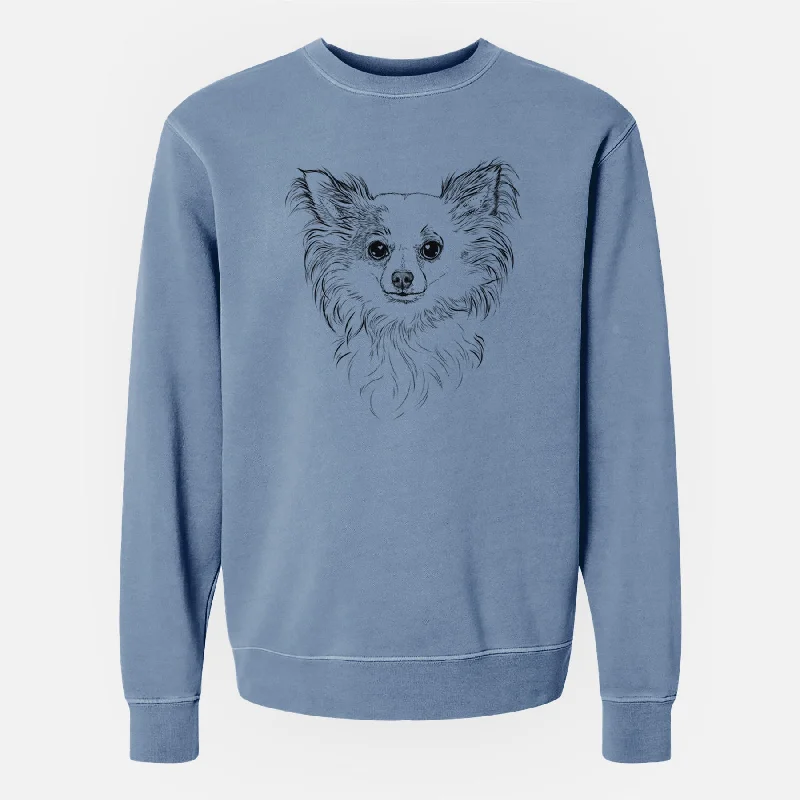 Bare Princess Ava the Long Haired Chihuahua - Unisex Pigment Dyed Crew Sweatshirt Hoodie with Tied Waist Feminine Flattering