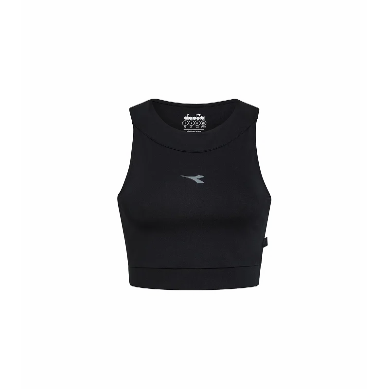 Diadora Crop Top Run Tank Spandex Blend Rayon Blend Denim Blend