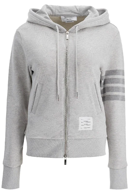 4-bar hoodie with zipper and FJT174A 06910 LT GREY Hoodie with Hem Embroidery Detailed Premium