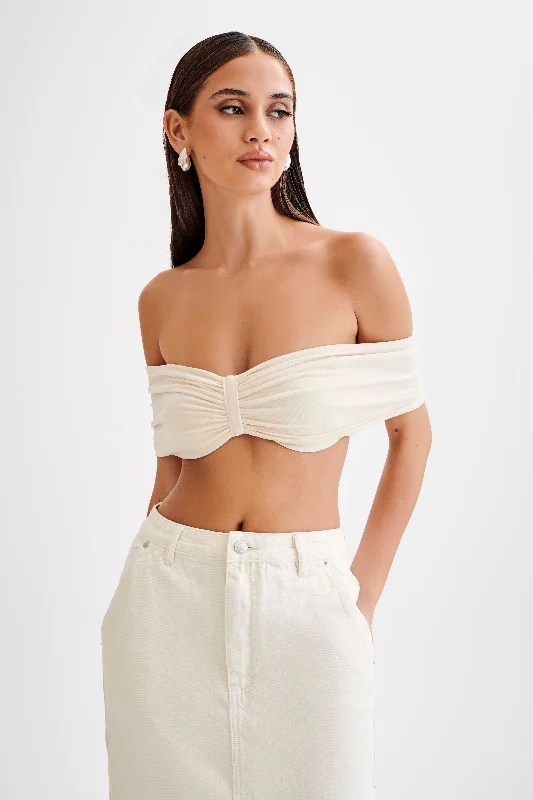 Amber Slinky Crop Top - Buttercream Terry Blend Velvet Blend Canvas Blend