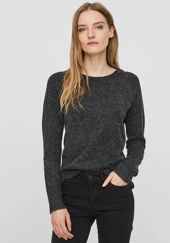 Vero Moda Doffy Soft Knit Jumper, Black Fleece Sweater Nylon Polyester