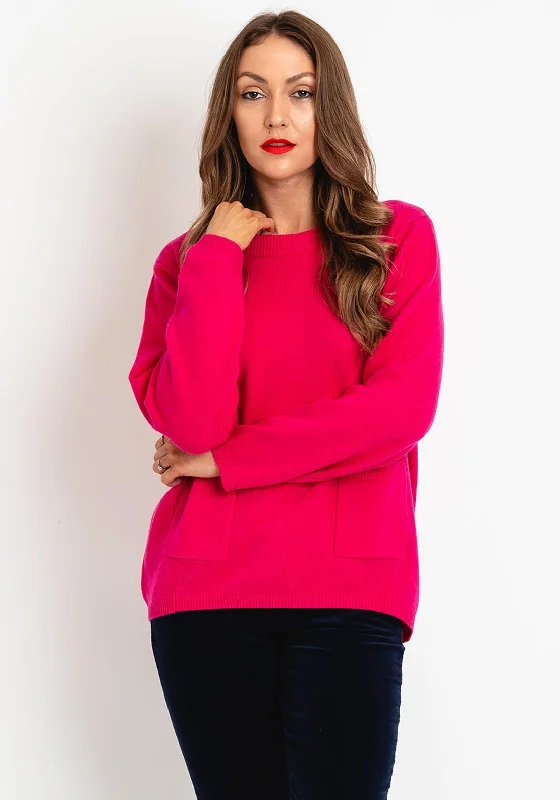 OUI Patch Pocket Wool Blend Sweater, Pink Mesh Fabric Canvas Fabric Denim Fabric