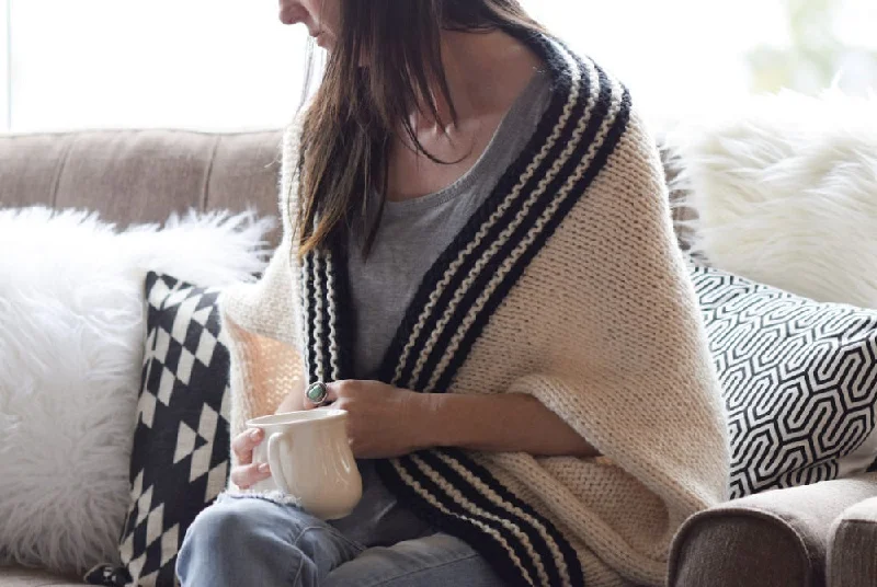 Classic Stripe Knit Blanket Sweater Kit Cable Knit Ribbed Knit Lace Knit