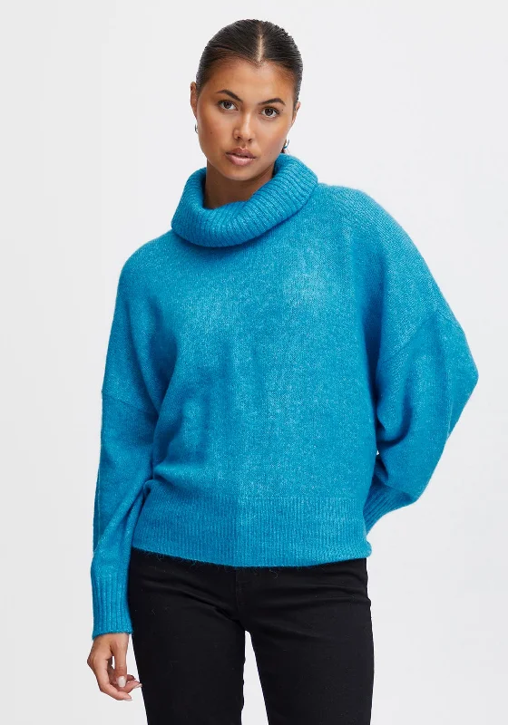 Ichi Kamara Knit Jumper, Hawaiian Ocean Lace Blend Ribbed Blend Corduroy Blend