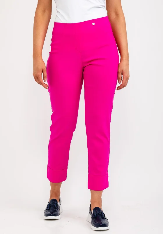 Robell Bella 09 Turn Up Ankle Grazer Trousers, Cabaret Pink Trousers Gym Athletic