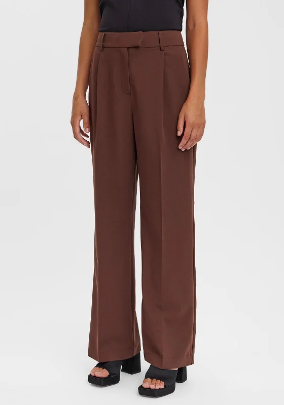 Vero Moda Zelda Wide Leg Trousers, Chicory Coffee Trousers Gym Athletic