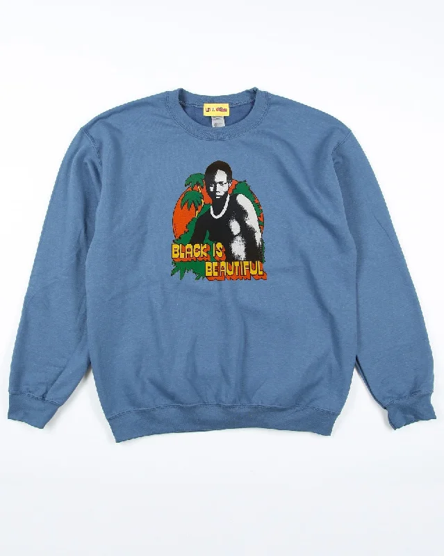 Vintage 70s Black Is Beautiful Transfer Sweatshirt Hoodie with Puffed Sleeves Voluminous Trendy