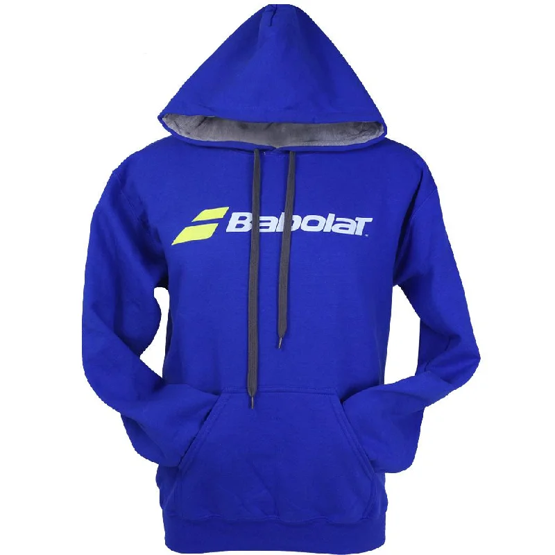 Babolat Logo Hoody Sweatshirt– Blue Hoodie with Hem Drawcord Adjustable Customizable