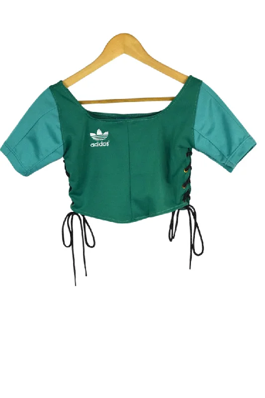 Reworked Adidas Brand Crop Top Fashionable Trendy Casual