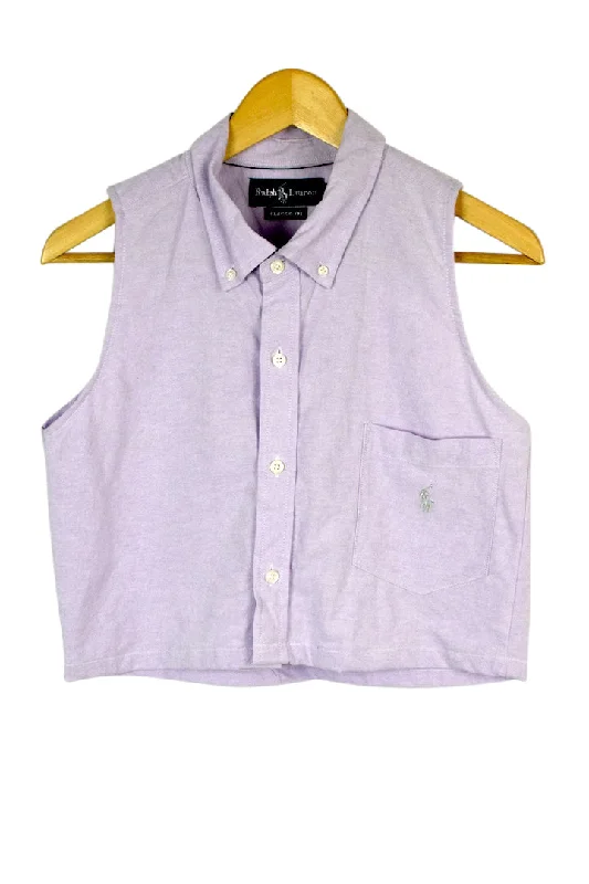 Reworked Ralph Lauren Brand Crop Top Terry Blend Velvet Blend Canvas Blend