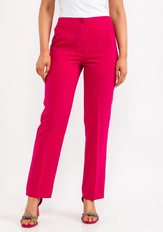 Via Veneto Sarah Tailored Slim Trousers, Fuchsia Trousers Sale Discount