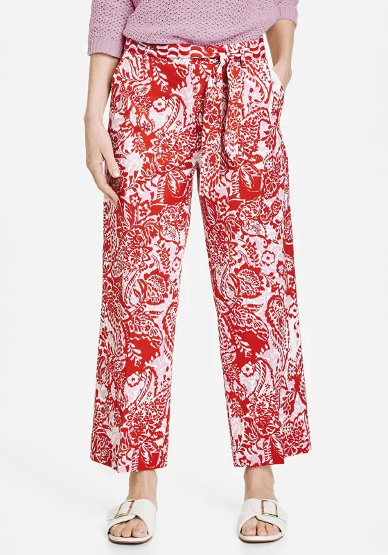 Gerry Weber Paisley Print Wide Leg Trousers, Red Multi Trousers Print Floral