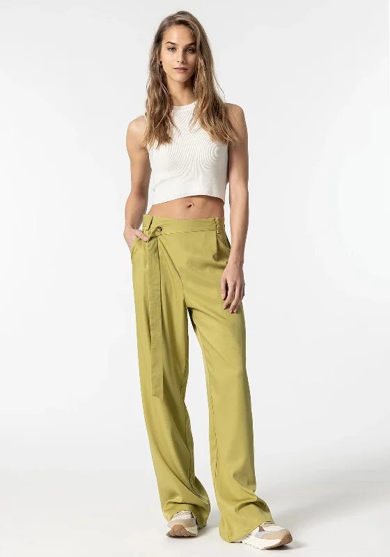 Tiffosi Matilda Asymmetric Waist Trousers, Green Trousers Modern Contemporary