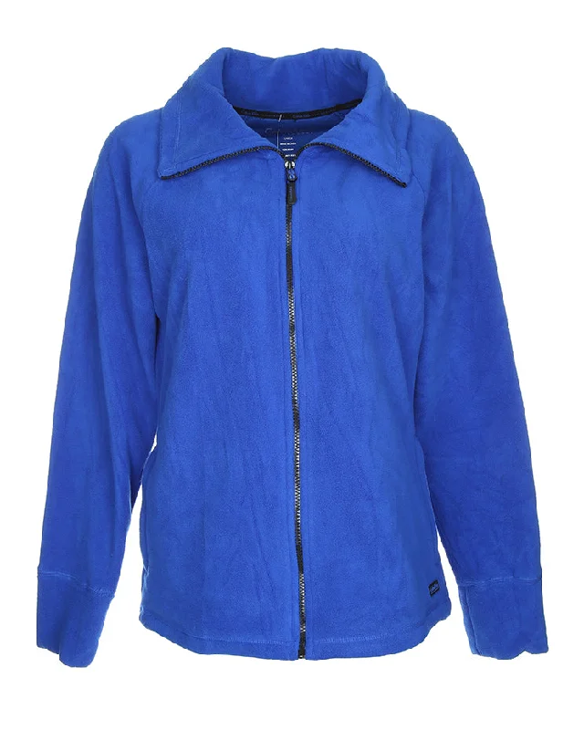 Calvin Klein Royal Blue Fleece Zip Front Sweatshirt - M Hoodie with Cuffed Sleeves Snug Secure