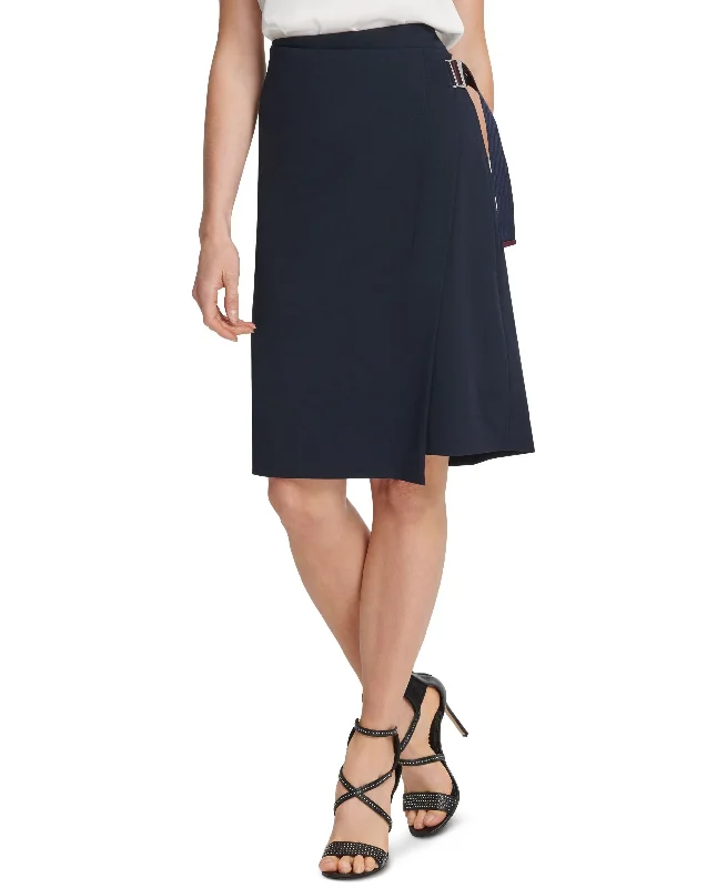 DKNY Asymmetrical Faux Wrap Skirt cashmere skirt rich