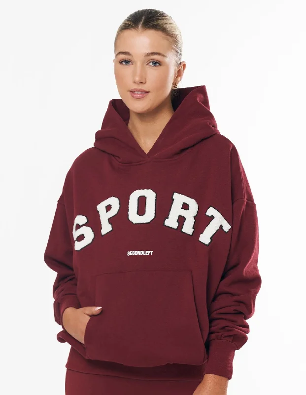 Sport Hoodie - Berry Hoodie with Typography Text Message