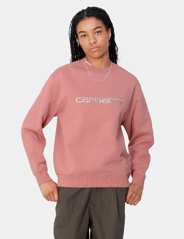 Carhartt WIP Women's Carhartt Sweatshirt (Regular) - Dusty Rose Hoodie with Illustration Artistic Creative