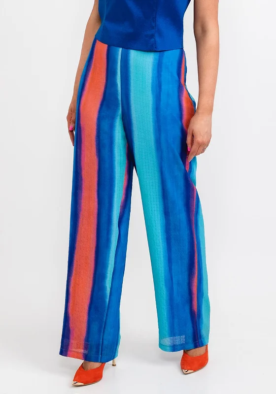 Camelot Ombre Straight Leg Trousers, Blue Multi Trousers fashionable chic