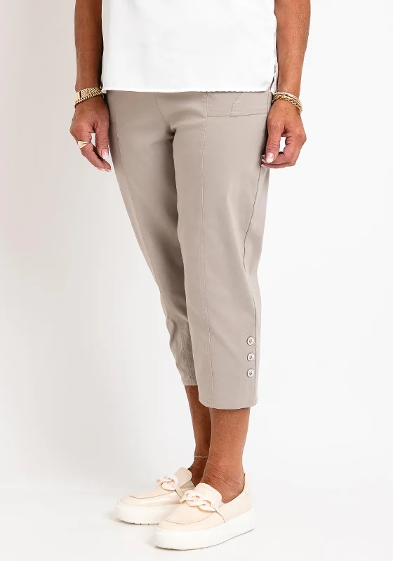 Leon Collection Cargo Style Capri Trousers, Beige Trousers Gym Athletic