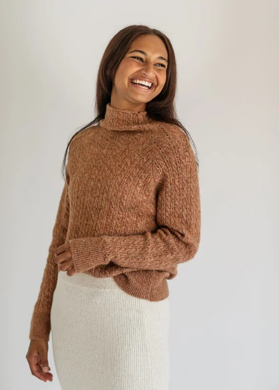 Mockneck Rust Knit Sweater Thin Thick Dense