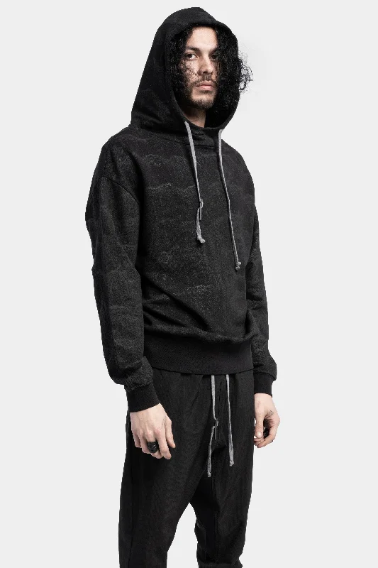 Hoodie pullover, Sand Print Hoodie with V-Neck Classic Versatile