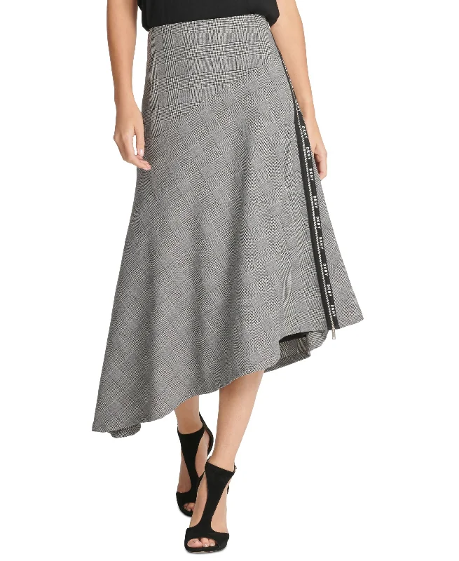 DKNY Logo Trim Asymmetrical Skirt chiffon skirt lightweight