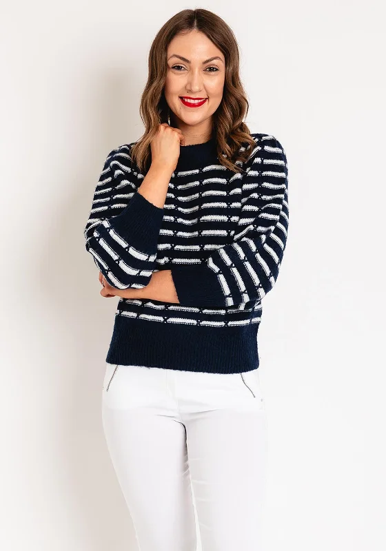 Vero Moda Leonor Stripped Knit Jumper, Navy Blazer & Birch Modern Contemporary Chic